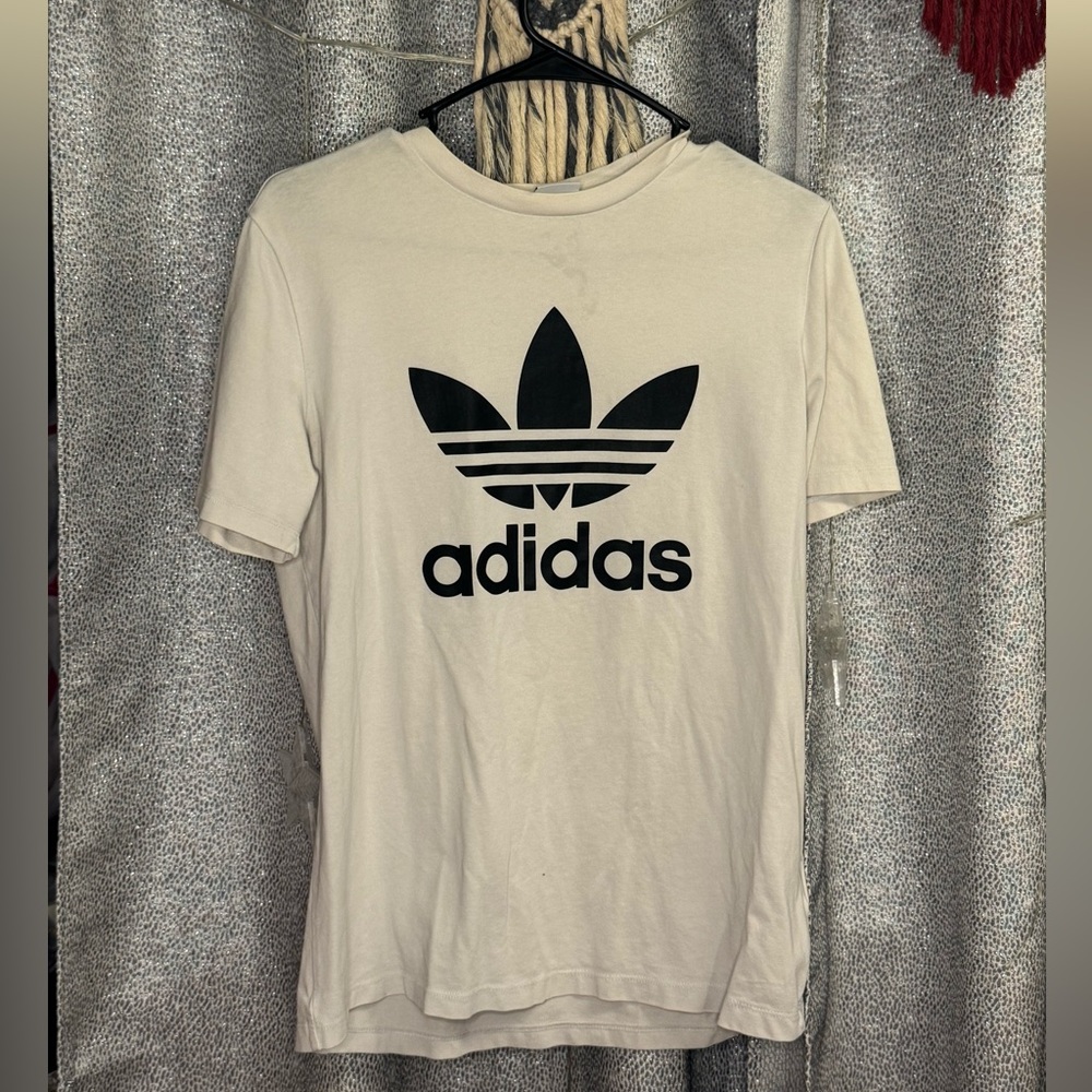 Adidas white Tee with Iconic Black Trefoil